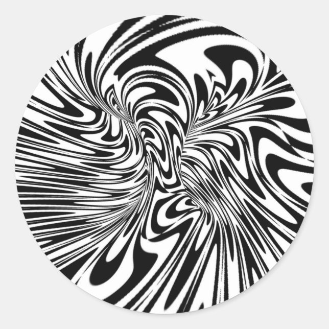 abstract  Black and white Classic Round Sticker (Front)