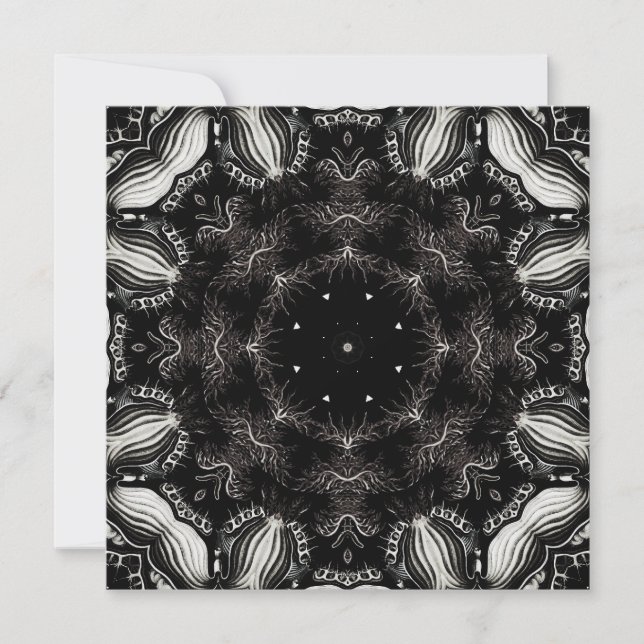 Abstract Black and White Designer Square Note Card (Front)