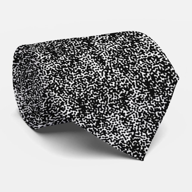 Abstract Black And White Dot Art Controlled Chaos  Tie (Rolled)