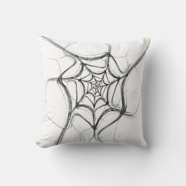 Abstract Black and White Fractal Pillow (Front)