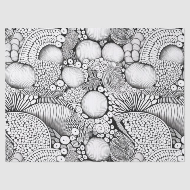 Abstract Black and White Geometric Doodle (3) Tissue Paper (Front)