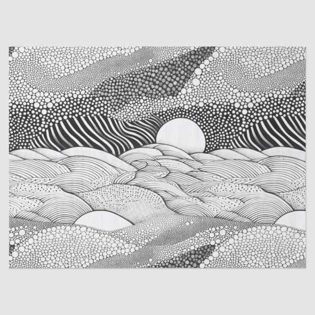 Abstract Black and White Geometric Doodle (7) Tissue Paper (Front)