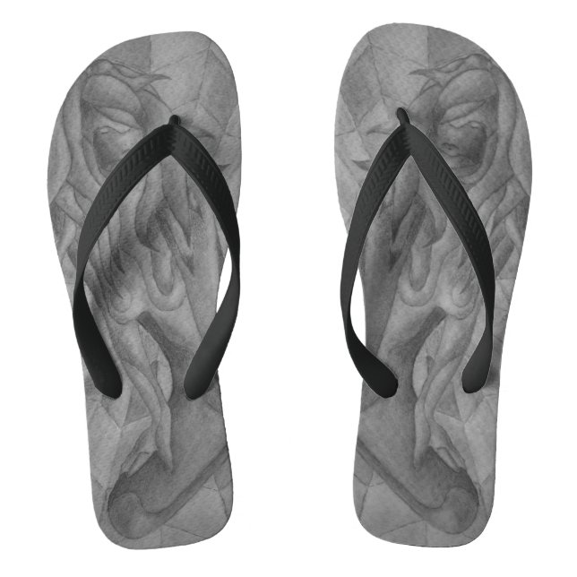 abstract black and white lady posing art jandals (Footbed)