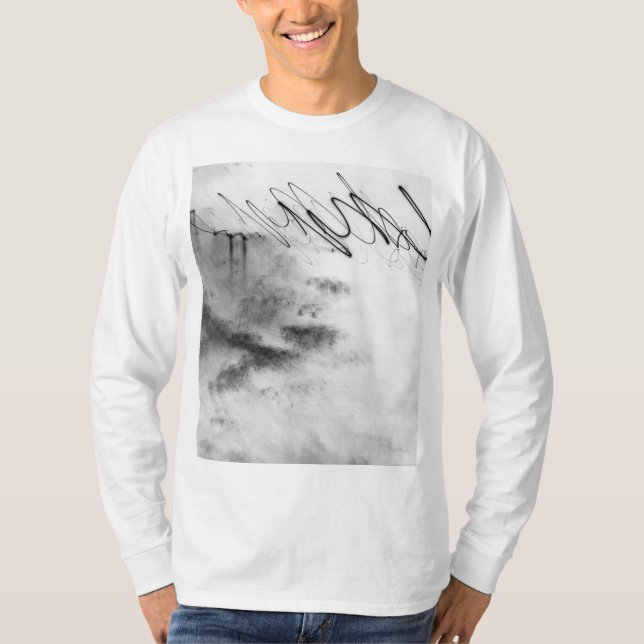 Abstract Black and White Light Trails Long Exposur T-Shirt (Front)