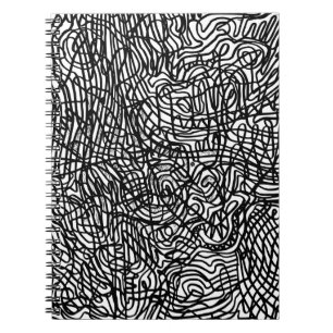Abstract Black and White Lines Pattern Notebook