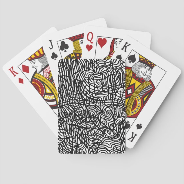 Abstract Black and White Lines Pattern Playing Cards (Back)