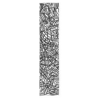 Abstract Black and White Lines Pattern Short Table Runner