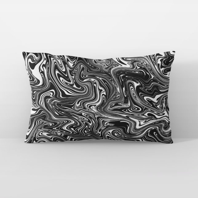 Abstract Black and White Liquid Marble Lumbar Cushion (Creator Uploaded)