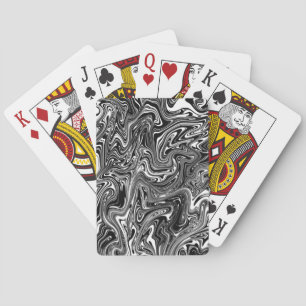 Abstract Black and White Liquid Marble Pattern Playing Cards