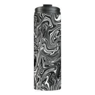 Abstract Black and White Liquid Marble Thermal Tumbler