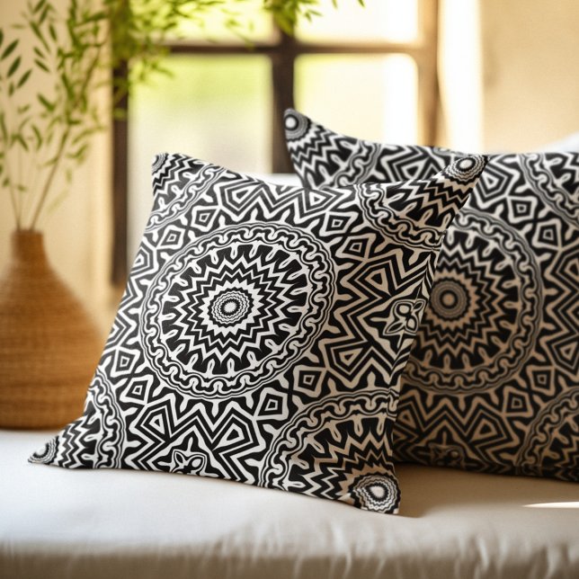 Abstract Black and White Mandala Pattern Cushion (Creator Uploaded)