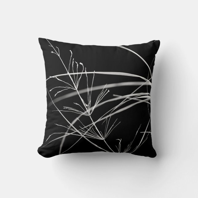 Abstract Black and White Nature Throw Pillow (Front)