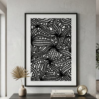 Abstract Black and White Organic Line Art Doodle