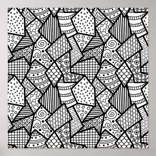 Abstract Black and white Pattern Art Poster (Front)