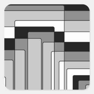 Abstract Black and White Rectangles Square Sticker
