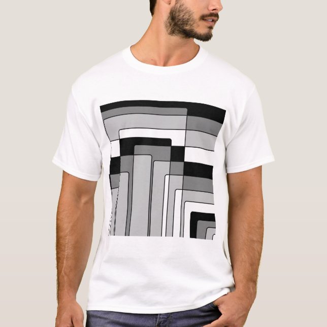 Abstract Black and White Rectangles T-Shirt (Front)