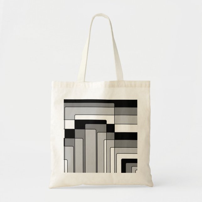 Abstract Black and White Rectangles Tote Bag (Front)