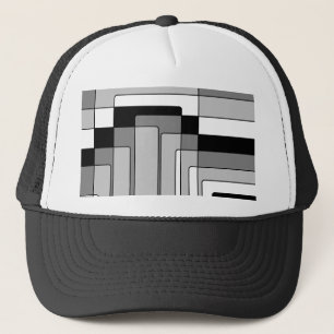 Abstract Black and White Rectangles Trucker Hat