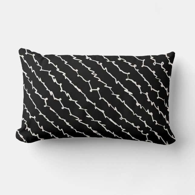 Abstract Black and White Scribbles Lumbar Pillow (Front)