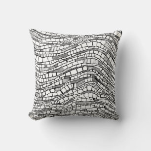 Abstract Black and White Shapes Cushion