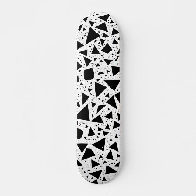 Abstract Black and White Shapes Pattern Skateboard (Front)