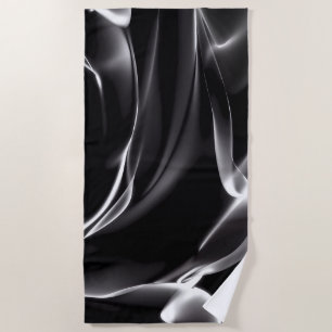 Abstract Black and White Smoke Beach Towel