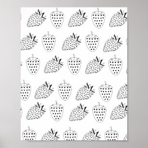 Abstract Black and White Strawberry Poster