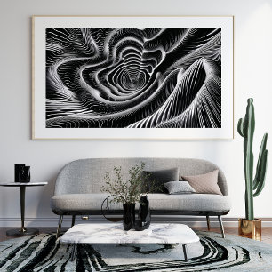 Abstract Black and White Swirl  Photo Print