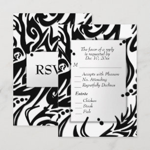 Abstract Black and White Tribal with Menu RSVP