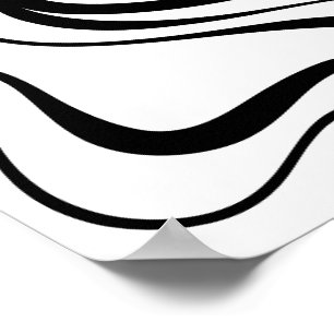 Abstract Black and White Wavy Lines Poster