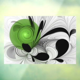 Abstract Black and White with Green Fractal Art