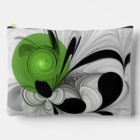 Abstract Black and White with Green Fractal Art