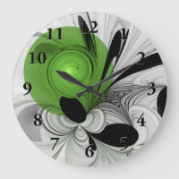 Abstract Black and White with Green Fractal Art