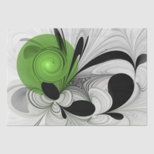 Abstract Black and White with Green Fractal Art Tissue Paper