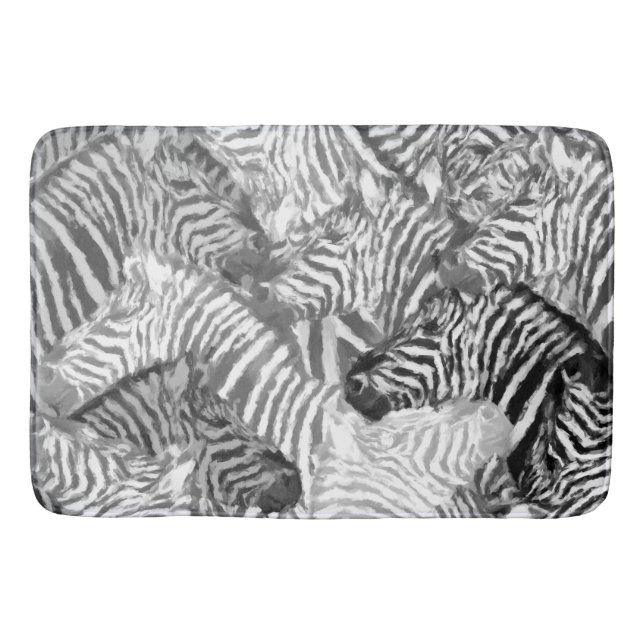 Abstract Black and White Zebra Art Bath Mat (Front)