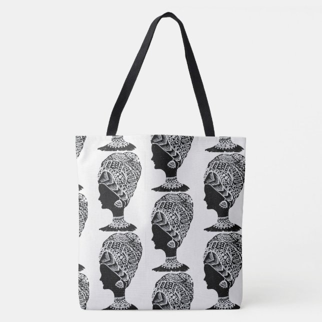 Abstract Black and White Zentangle Tote Bag (Front)