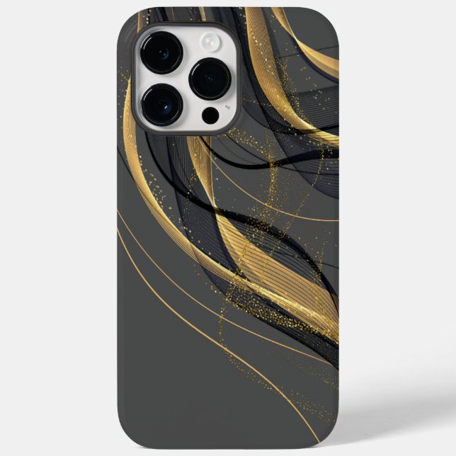 Abstract Black Background with Gold and Black Wavy Case-Mate iPhone Case (Back)