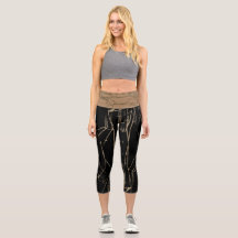 Abstract Black_Beige Yoga Capris By JOYA EVE