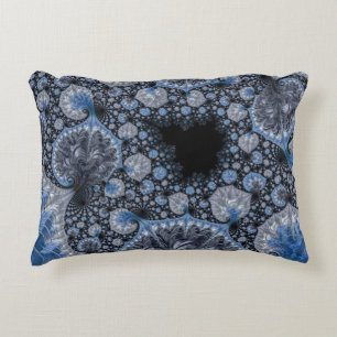 Abstract Black Blue Fractal Decorative Cushion