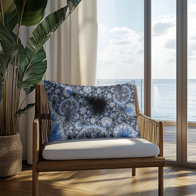 Abstract Black Blue Fractal Lumbar Cushion (Creator Uploaded)