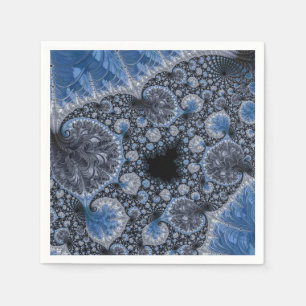 Abstract Black Blue Fractal Napkin
