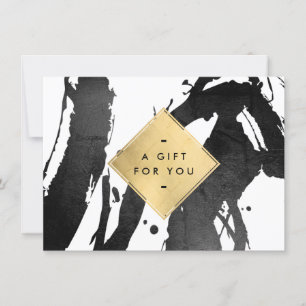 Abstract Black Brushstrokes Faux Gold Gift Card
