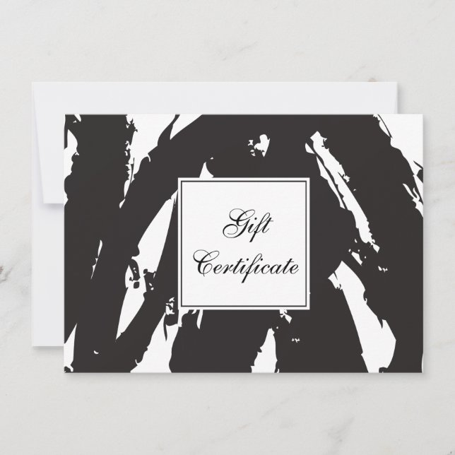 Abstract Black Brushstrokes Gift Certificate (Front)