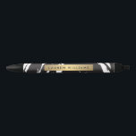 Abstract Black Brushstrokes Personalised Pen<br><div class="desc">Coordinates with the Abstract Black Brushstrokes with Gold Name Logo Business Card Template by 1201AM. This product is part of a suite of coordinating office supplies. A faux metallic gold box containing your name or business name really stands out on the graphic black and white abstract art. Edgy and elegant....</div>