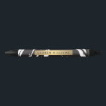 Abstract Black Brushstrokes Personalised Pen<br><div class="desc">Coordinates with the Abstract Black Brushstrokes with Gold Name Logo Business Card Template by 1201AM. This product is part of a suite of coordinating office supplies. A faux metallic gold box containing your name or business name really stands out on the graphic black and white abstract art. Edgy and elegant....</div>
