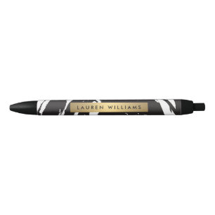 Abstract Black Brushstrokes Personalised Pen