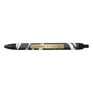 Abstract Black Brushstrokes Personalised Pen
