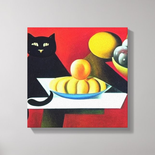 Abstract Black Cat Canvas Print (Front)