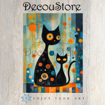 Abstract Black Cats Decoupage