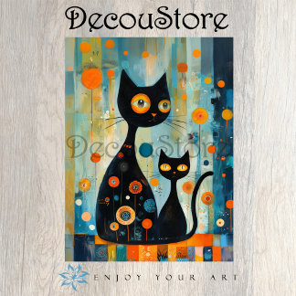Abstract Black Cats Decoupage Tissue Paper